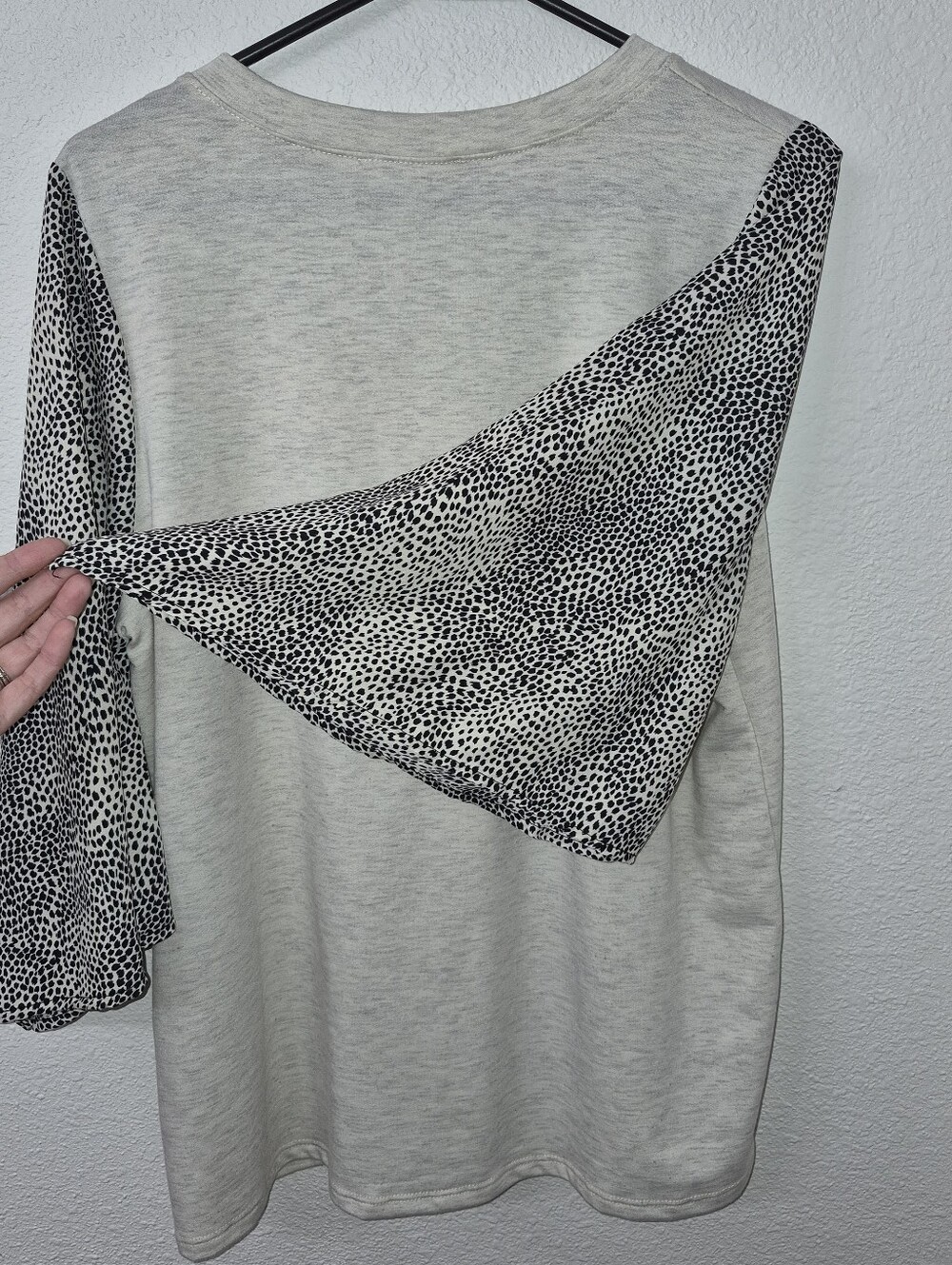 Promesa Light Grey Long Sleeve Top with Black Speckle Bell Sleeves
